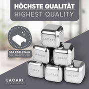 Wiederverwendbare Edelstahl Eiswürfel Eiswürfelformen Lacari 