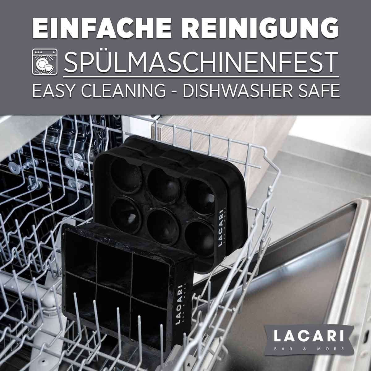 Eiswürfelform groß 2er Set: Runde & Eckige XXL Eiswürfel Eiswürfelformen Lacari 