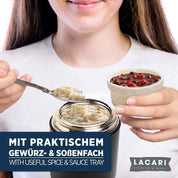 Edelstahl Thermobehälter für Speisen - 500ml Schwarz Thermosflaschen Lacari 