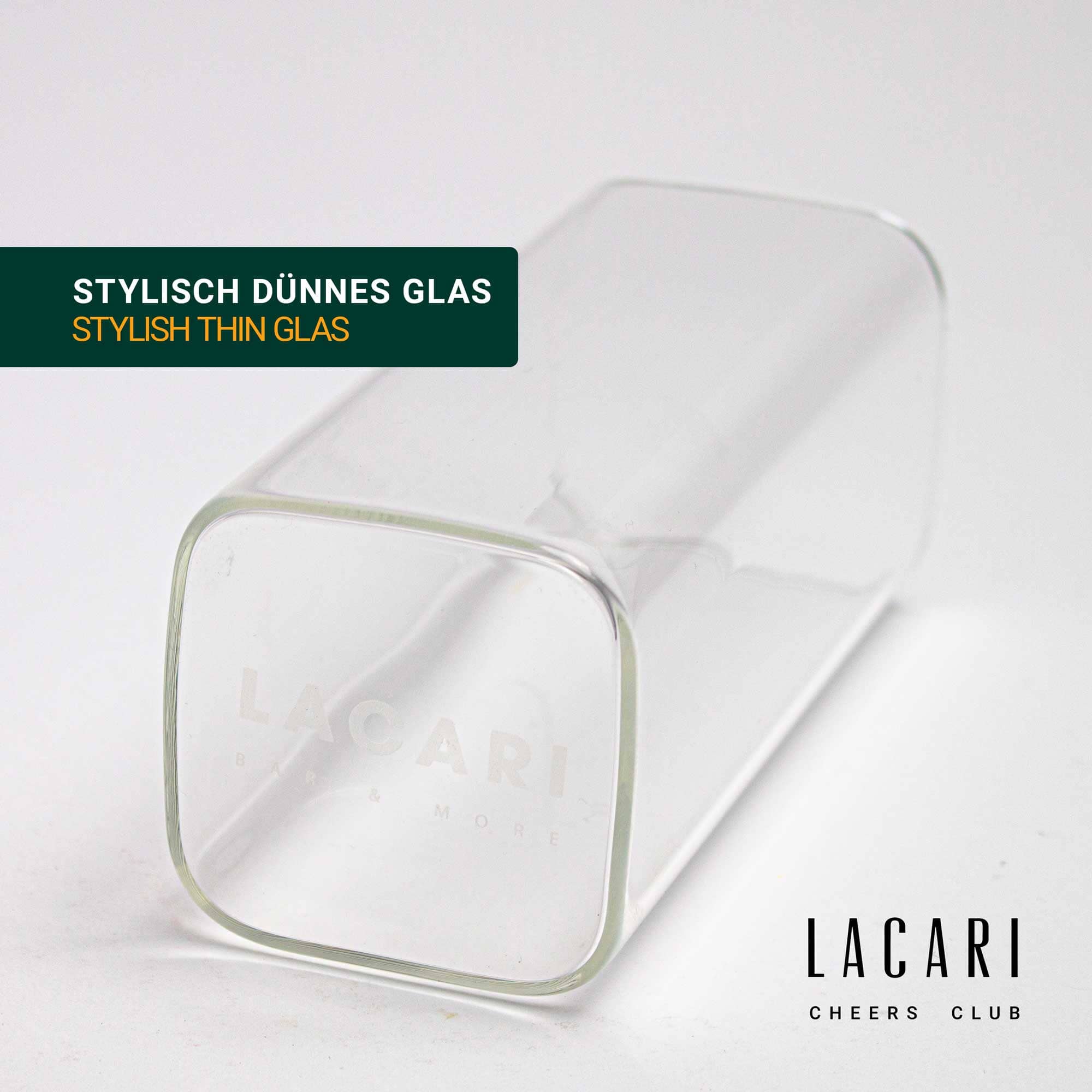 Eckige Gläser Set (2 Stück) – Stilvolle, Hochwertige, Viereckige Getränkegläser Cocktail- & Barzubehörsets Lacari 