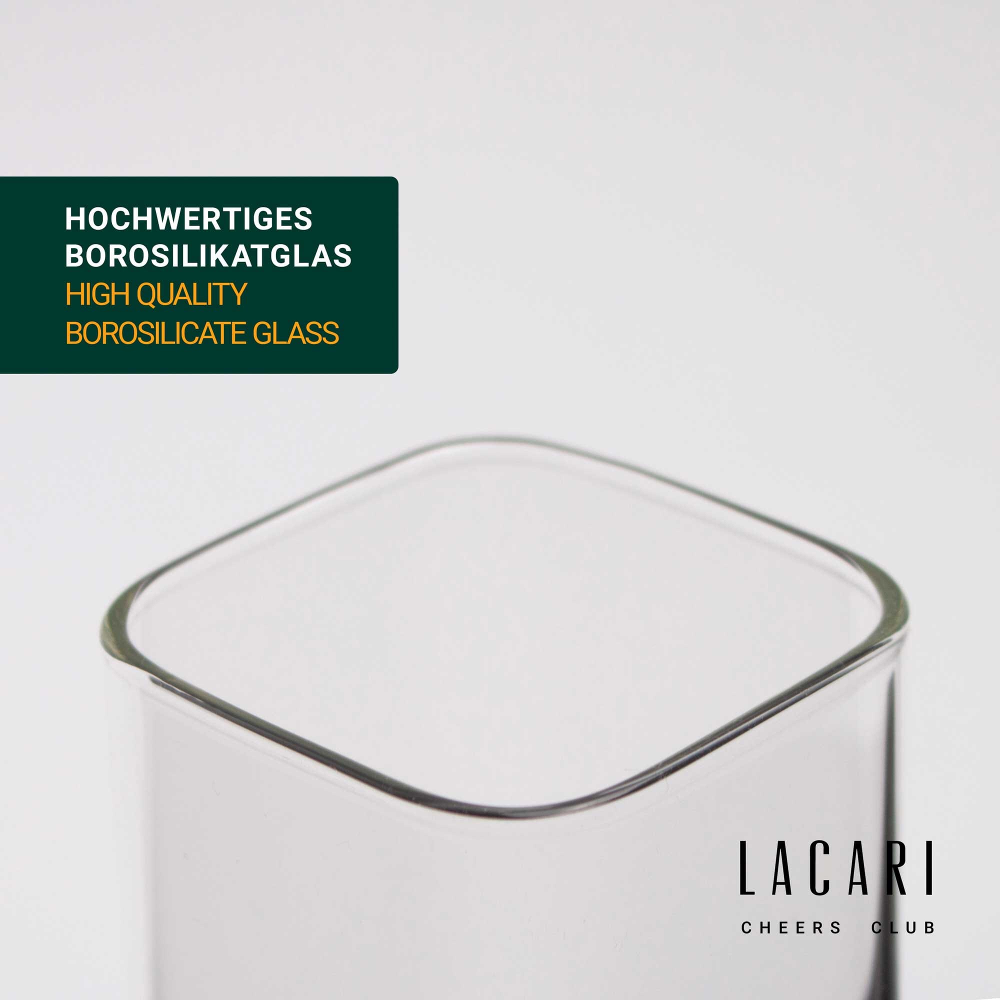 Eckige Gläser Set (2 Stück) – Stilvolle, Hochwertige, Viereckige Getränkegläser Cocktail- & Barzubehörsets Lacari 