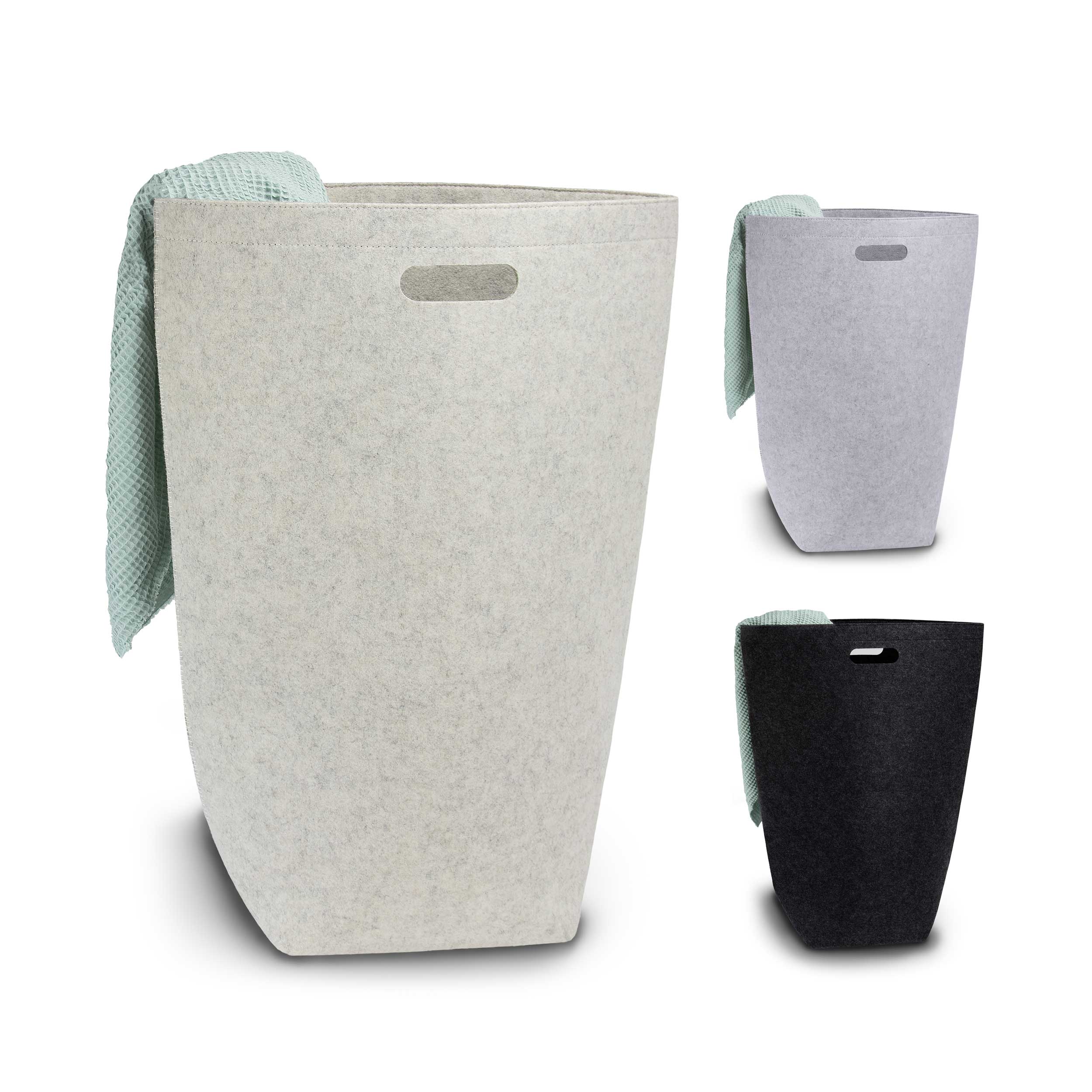 Elwin Neiles 80L Designer Wäschekorb aus stilvollem Filz - Faltbarer Wäschesäcke & Waschkörbe Elwin Neiles Beige 25 x 20 x 68 cm Filz