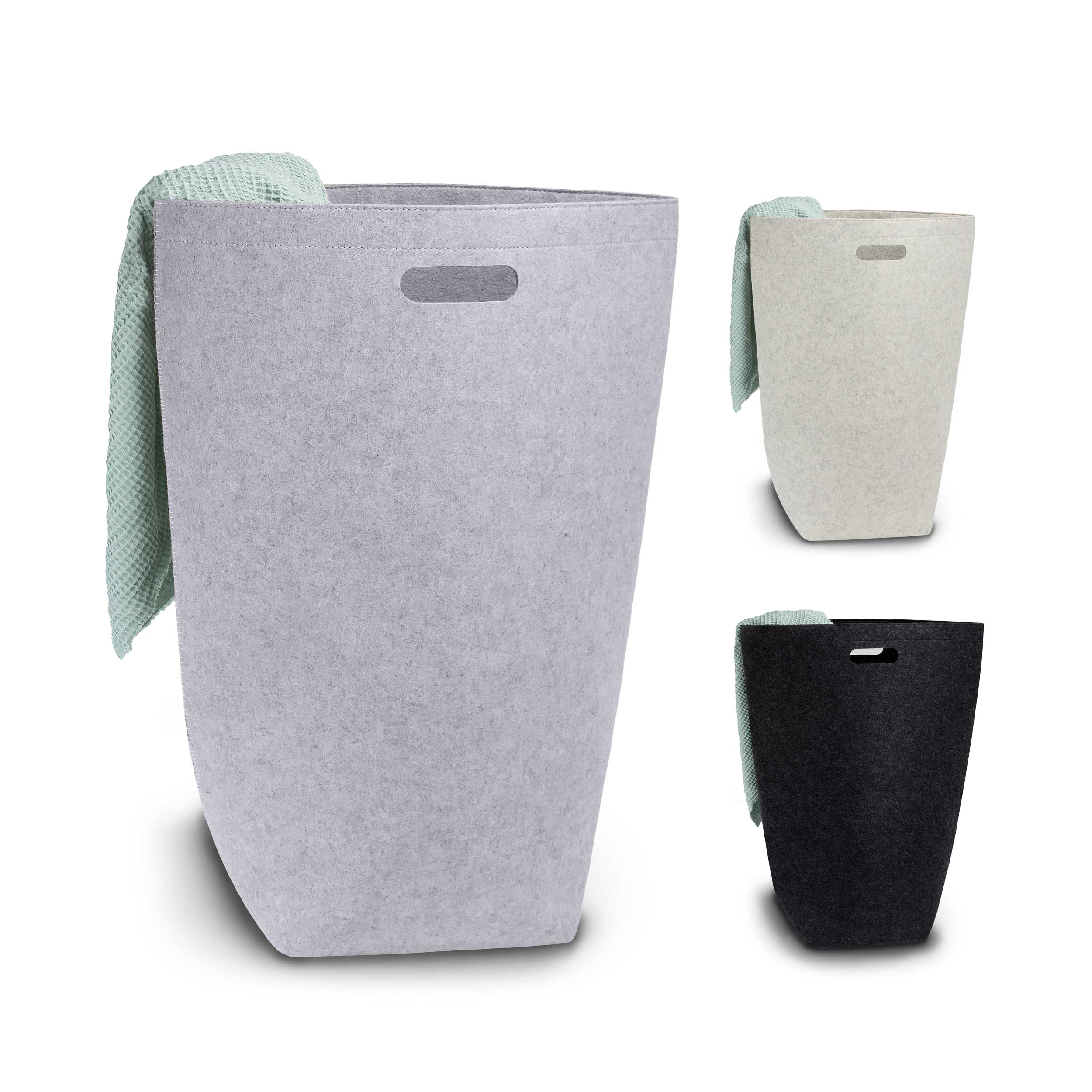 Elwin Neiles 80L Designer Wäschekorb aus stilvollem Filz - Faltbarer Wäschesäcke & Waschkörbe Elwin Neiles Grau 25 x 20 x 68 cm Filz