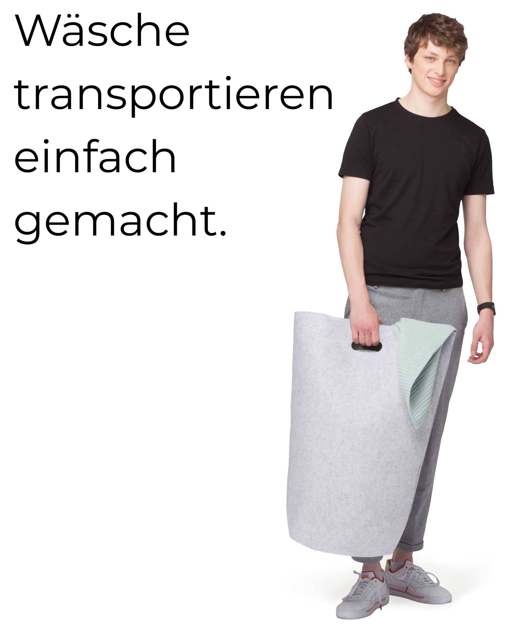 Elwin Neiles 80L Designer Wäschekorb aus stilvollem Filz - Faltbarer Wäschesäcke & Waschkörbe Elwin Neiles 