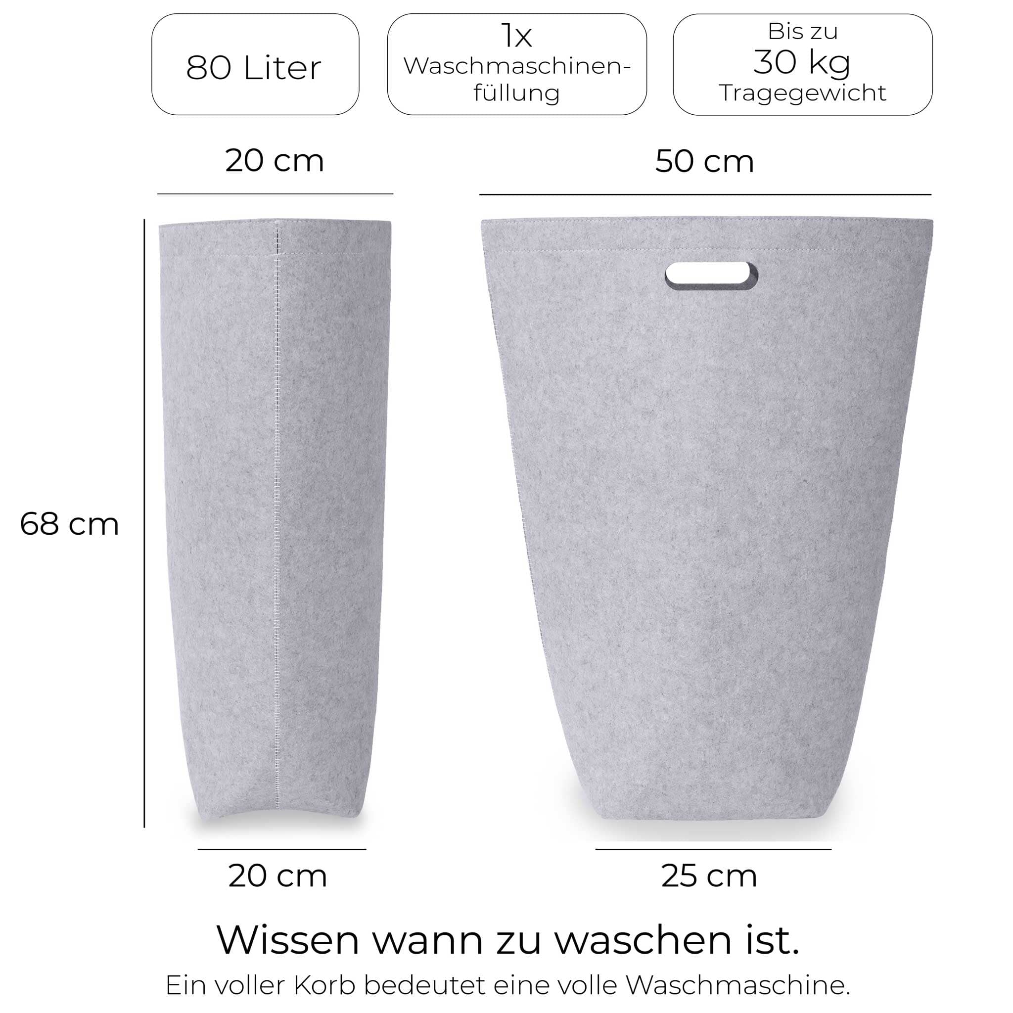 Elwin Neiles 80L Designer Wäschekorb aus stilvollem Filz - Faltbarer Wäschesäcke & Waschkörbe Elwin Neiles 