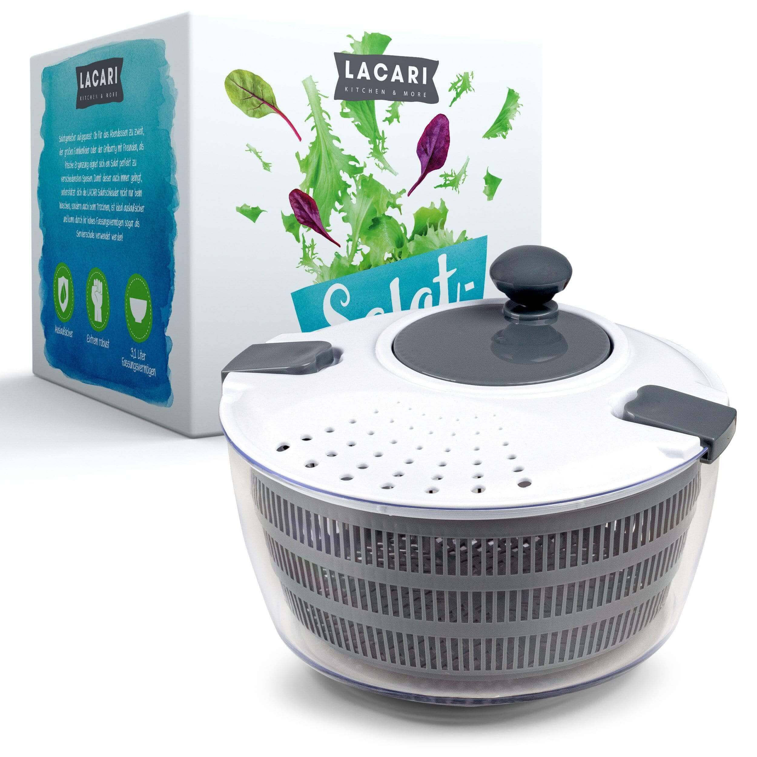 LACARI Premium Salatschleuder | [4] Liter Fassungsvolumen Salatschleudern Lacari 