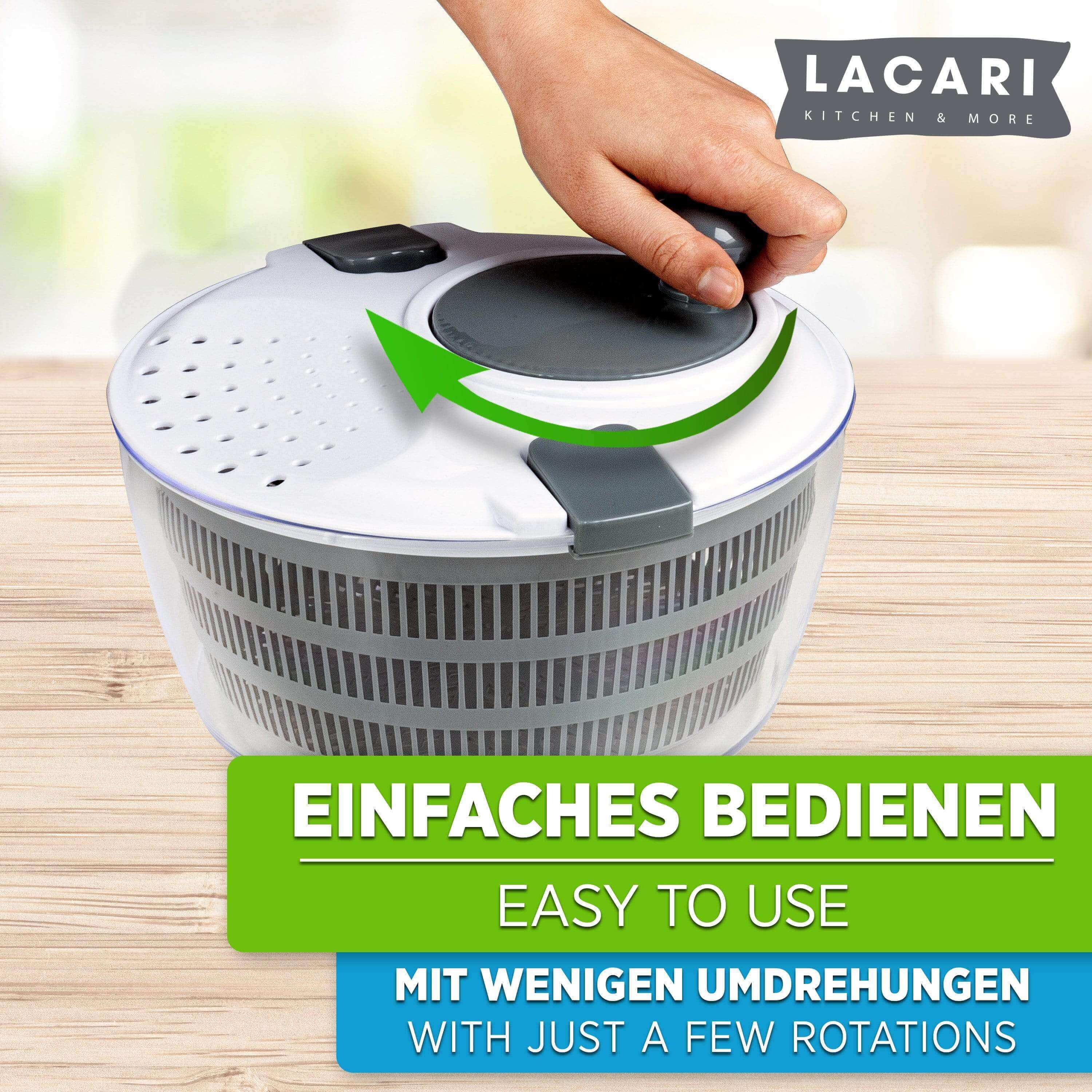 LACARI Premium Salatschleuder | [4] Liter Fassungsvolumen Salatschleudern Lacari 