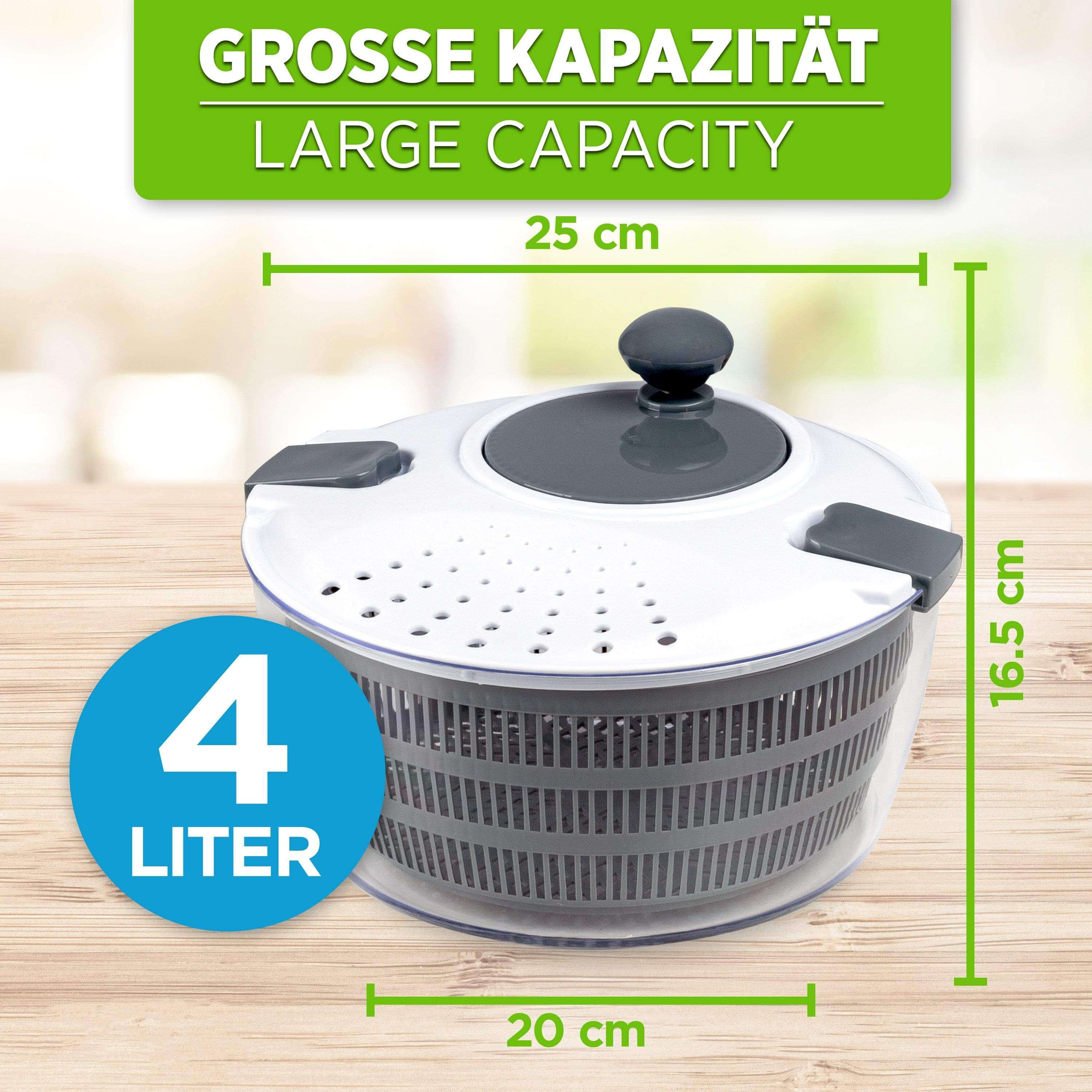 LACARI Premium Salatschleuder | [4] Liter Fassungsvolumen Salatschleudern Lacari 