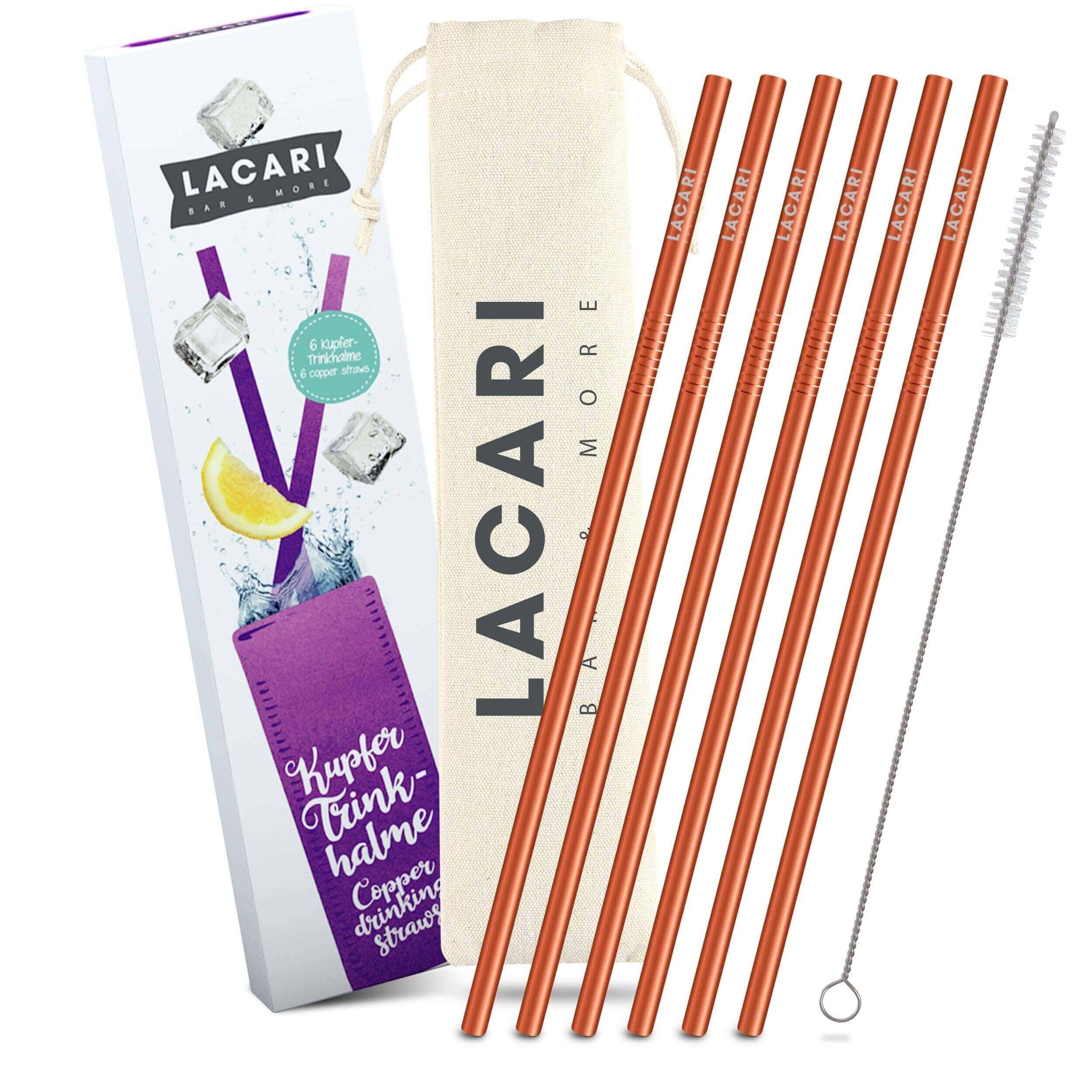 Premium Kupfer Strohhalme Set – Nachhaltig & Wiederverwendbar Cocktail- & Barzubehörsets Lacari 
