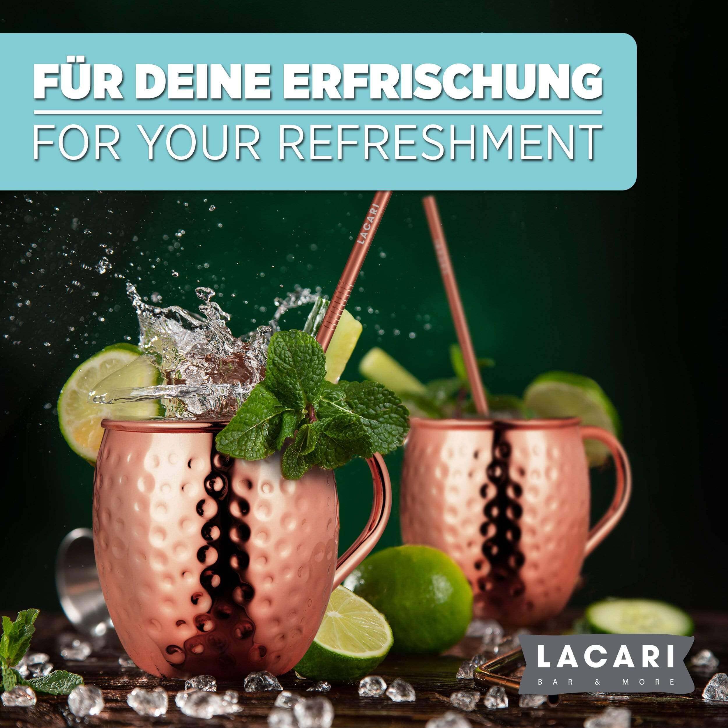 Moscow Mule Becher (2x) in Kupfer mit Strohhalm Cocktail- & Barzubehörsets Lacari 