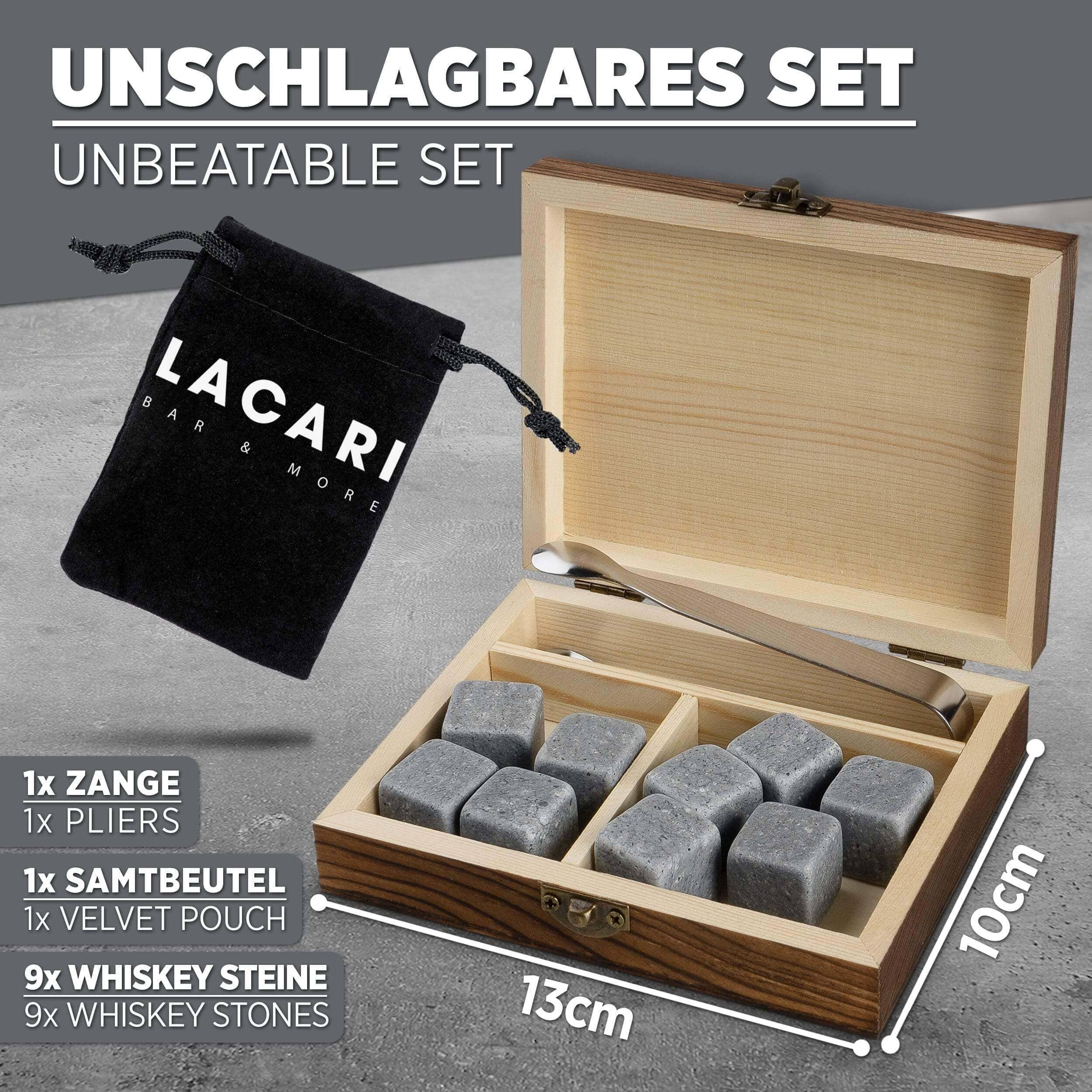 LACARI Whisky Steine Set | Wiederverwendbare Eiswürfel Eiswürfelformen Lacari 